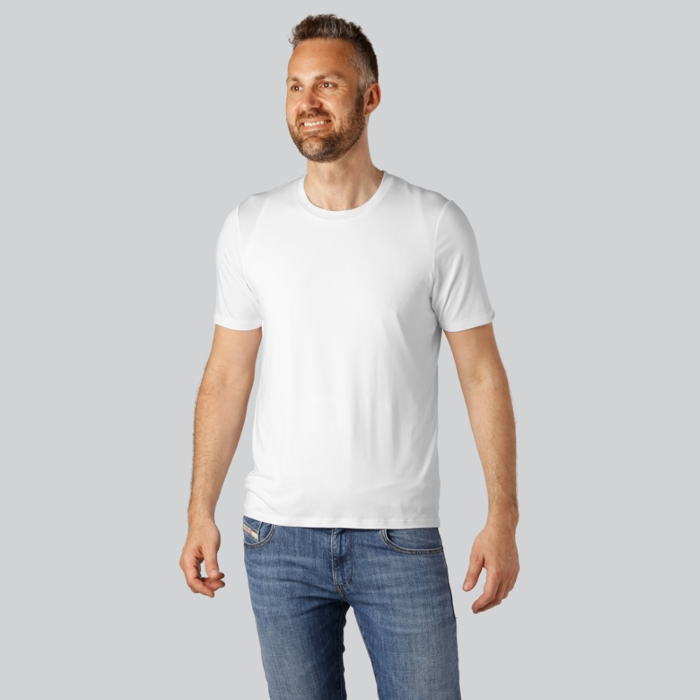 Hvid bambus t-shirts med O hals fra Bambuni