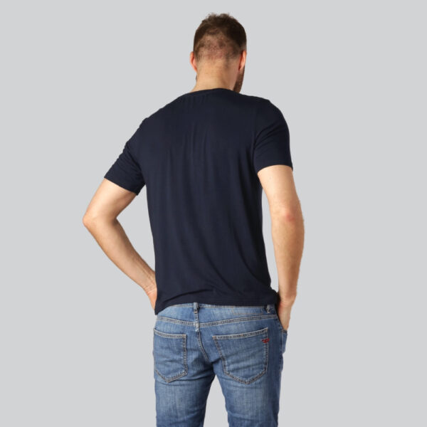 Navy blå bambus T-shirt med O hals fra Bambuni